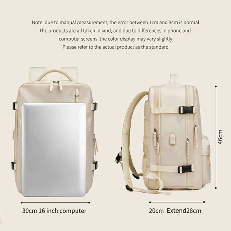 Large Extendable Travel Backpack Business 16 Inch Laptop Bag College Schoolbag Carry On Luggage Rucksack Shoes Pocket XA399C