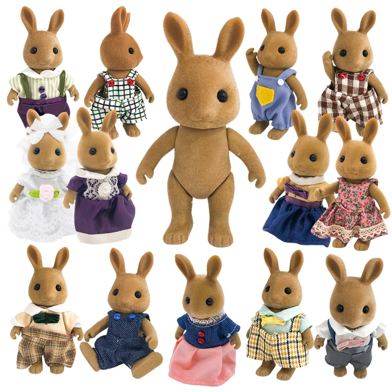 1/12 Forest Family Cute Plush Bunny Clothes For Dolls 9cm Mini Reindeer House Accessories Fashion Dress Up Dollhouse Girl Gifts 6