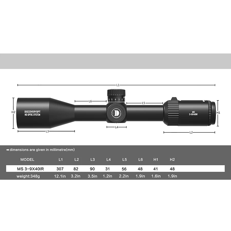 DISCOVERYOPT MS 3-9X40IR Spring Riflescope MOA Reticle Hunting Sight Lockable Turrets Tactical Optics Scope,rifle scope