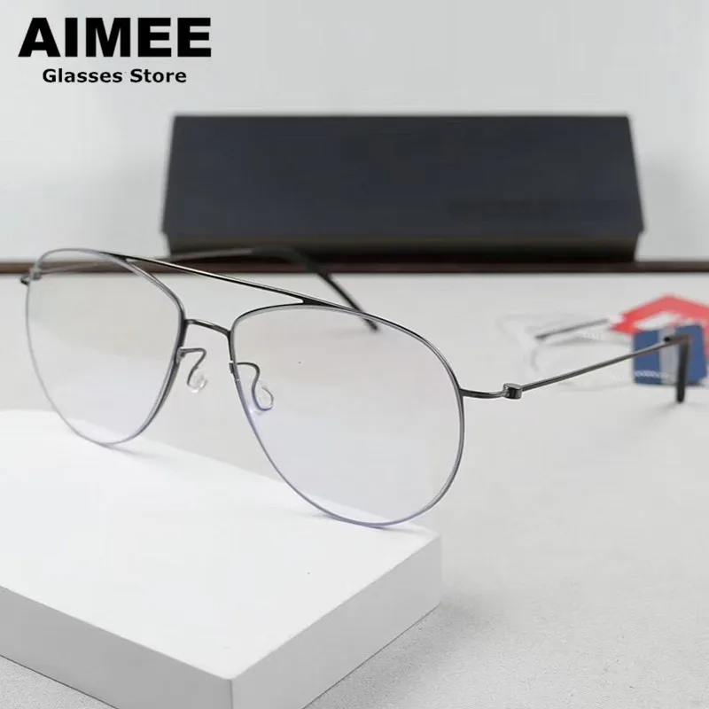 Montura de gafas sin tornillos de titanio de alta calidad 5507 marca danesa gafas ultraligeras de piloto para hombres y mujeres diseño de doble haz Gafa