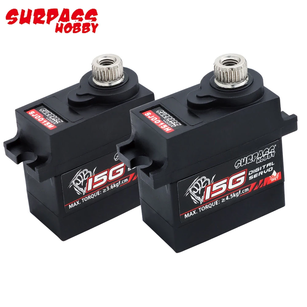Surpass Hobby SJ0015M 4.8-6.0V 3.6kg/ SJ0015H 6-8.4V 4.5kg Metal Gear Waterproof 15g Digital Servo For RC Airplane/ Car/ Boat rc servo