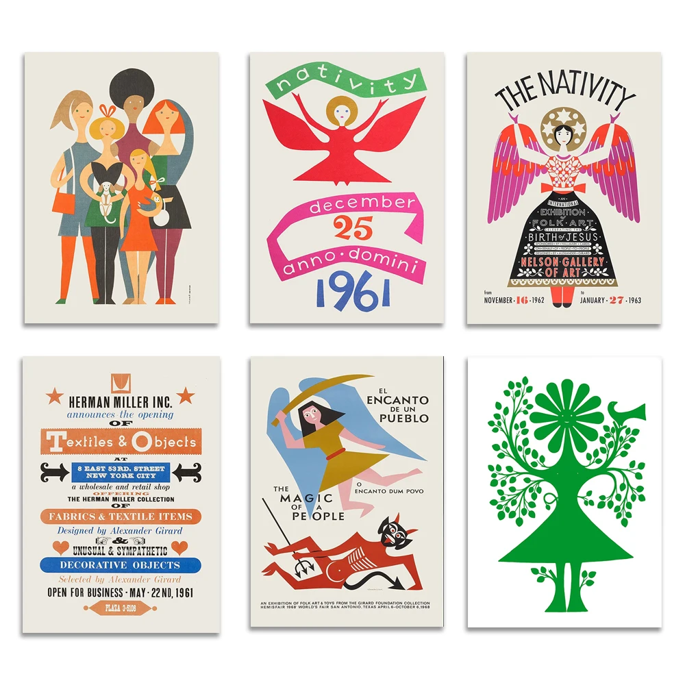 Vintage Alexander Girard print, love print, geometric abstract