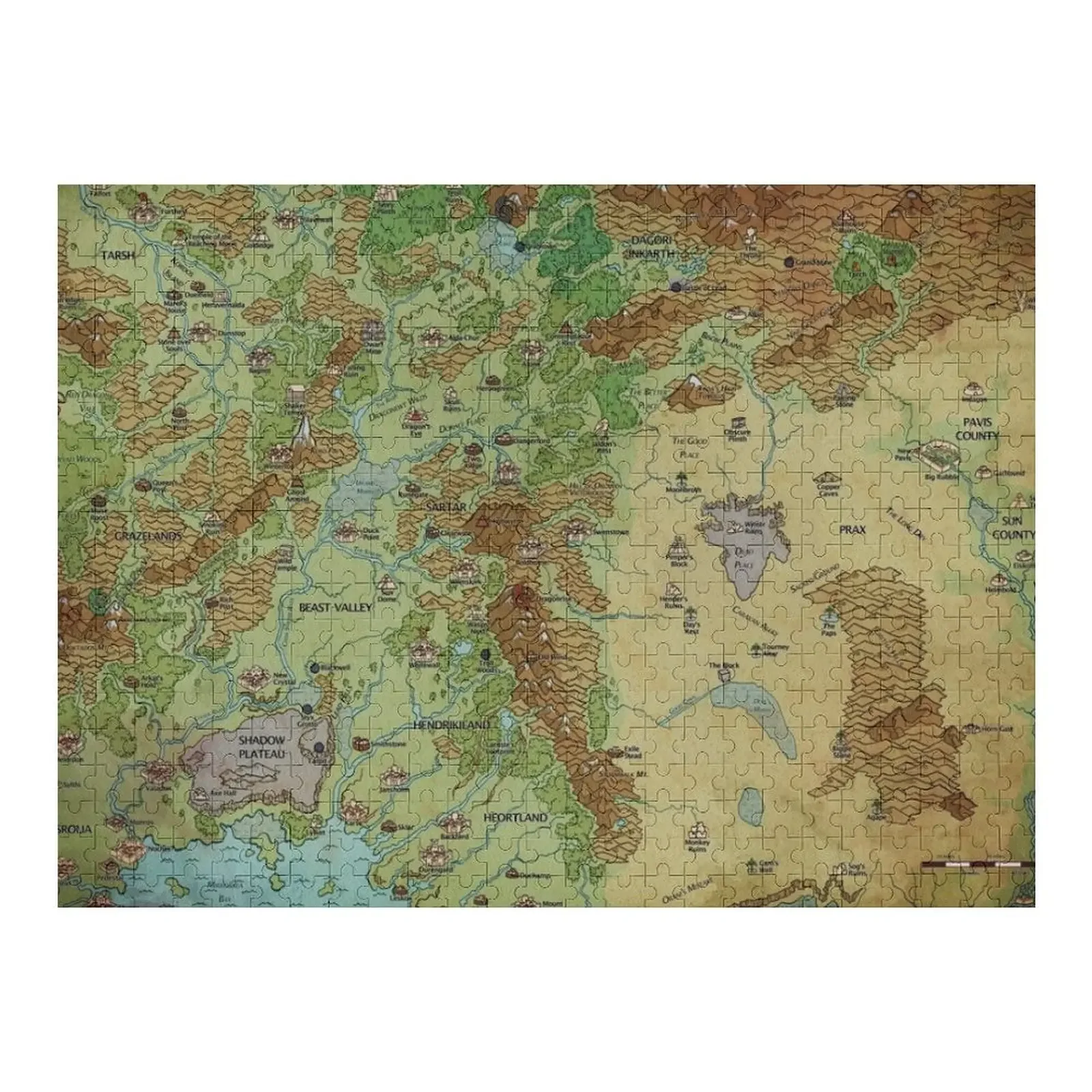 Dragon Pass and Prax Map by Darya Makarava Jigsaw Puzzle Woods For Adults Personalized With Personalized Photo Puzzle king of dragon pass pc