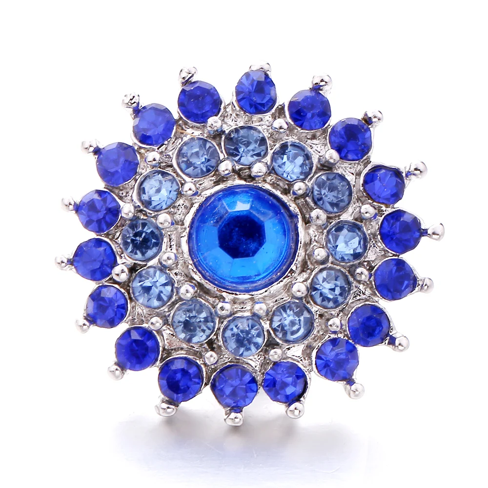 20pcs  Snap Button Jewelry DIY Crystal Rhinestone Flower 18mm 20mm Metal Snap Buttons Fit Snap Bracelet Bangle