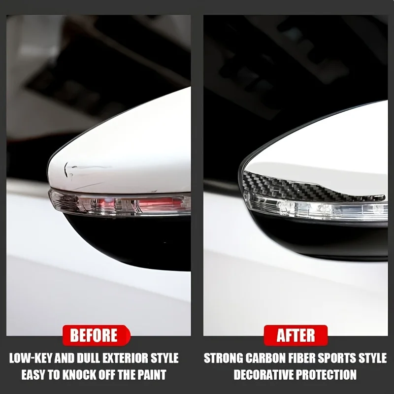 Carbon Fiber Textured Rearview Mirror Bumper - 2-Piece Set, Durable Design