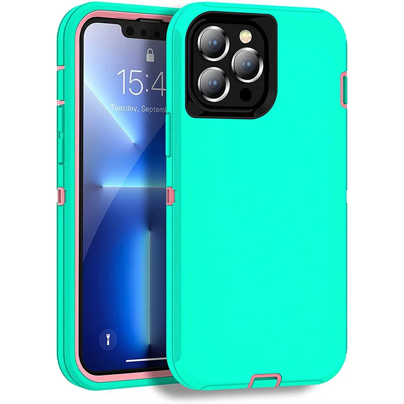 thumbnail image 1 of Defender Case for iPhone 15 14 13 12 11 Pro Max Plus Mini XR X XS Max 6 6s 7 8 Plus SE 2020 Hybrid Heavy Shockproof Cover Box, 1 of 5
