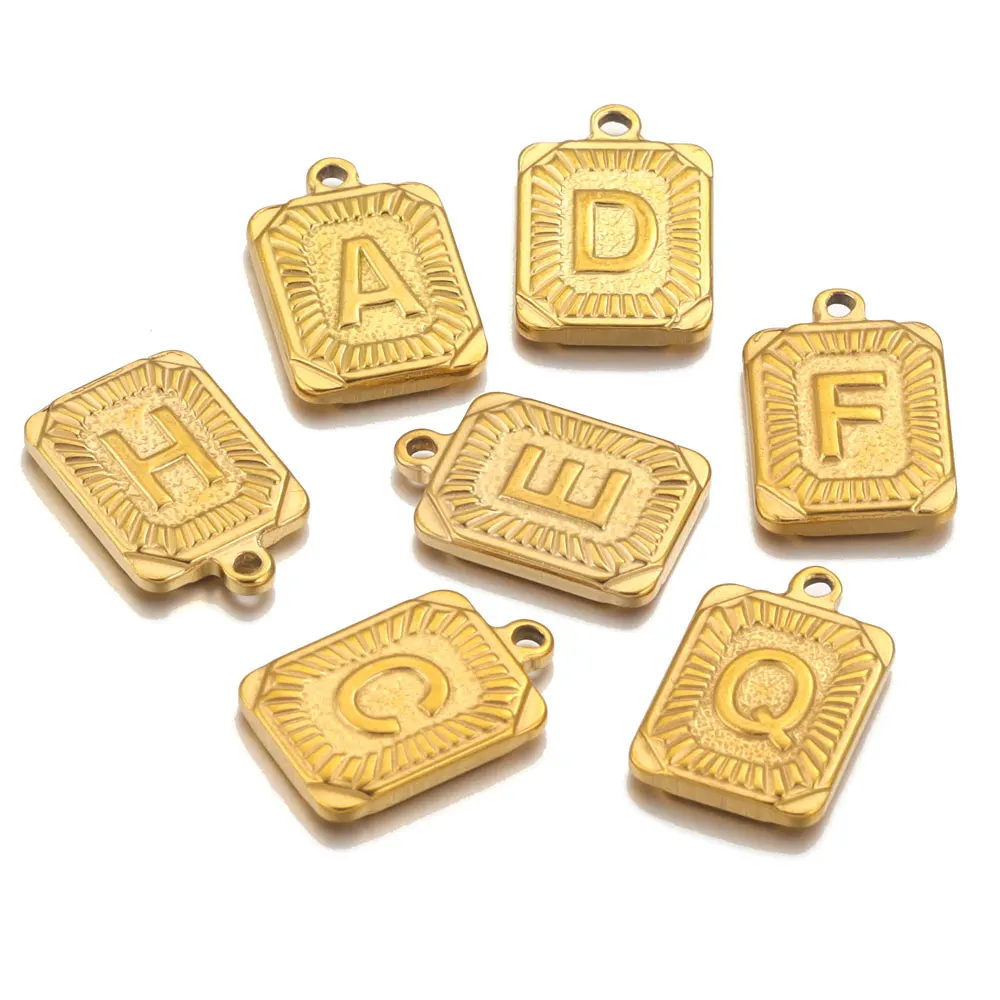1 Stück A-Z Buchstabenanhänger aus Edelstahl, Initialen-Namensanhänger für Halsketten, Armbänder, Schmuckherstellung, DIY, 26 englische Alphabet-Anhänger – Detail 3