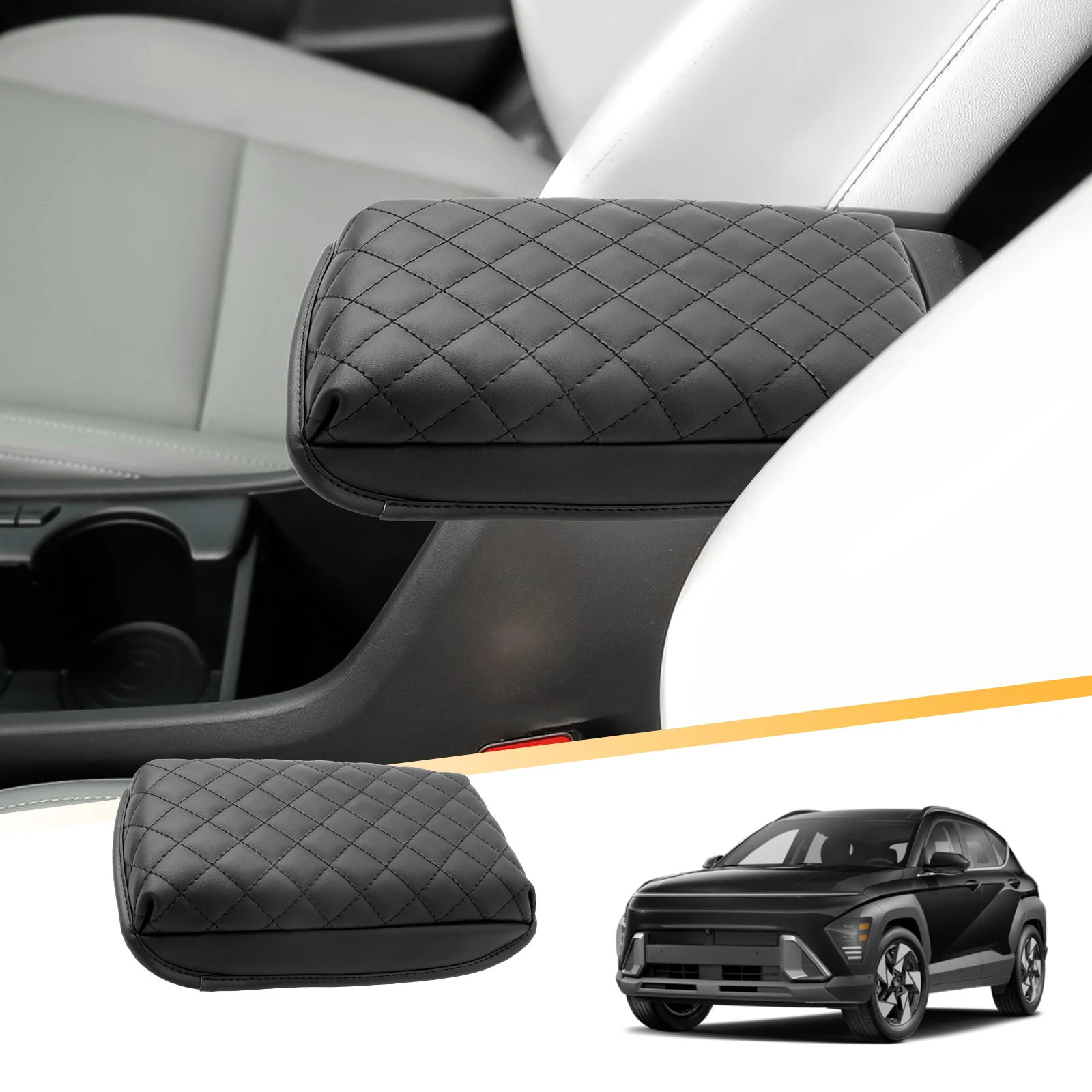 LFOTPP Car Armrest Box Cover for Hyundai Kona SX2 2024 2025 Central Control Armrest Storage Box Pad Auto Kona 2025 Accessories