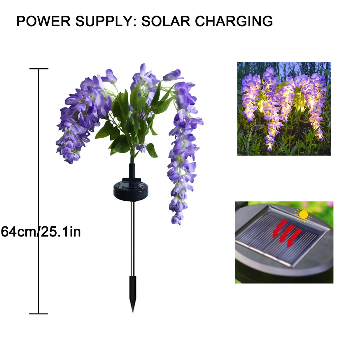 Solar flower lights garden wisteria decorative lighting