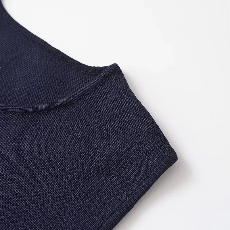 Conjunto elegante de dos piezas de pantalón de punto con cuello redondo, sin mangas, con volantes en los bajos, cintura alta, elástico, para dama, nuevo en trajes a juego.