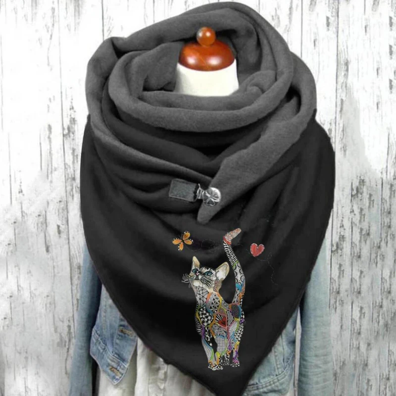 

Black pattern 3D Printed Scarf and Shawl Warm for Women and Men