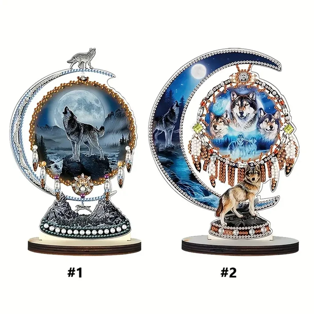 

1pc DIY Wolf Diamond Painting Desktop Decoration Diamond Art Painting Table Decor Crystal Rhinestone Diamond Art Table Ornaments