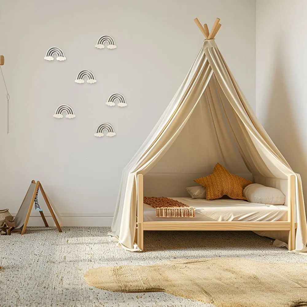 Creative DIY Wall Stickers Clouds Self-adhesive Wooden Stickers Wall Ornaments Flowers 3D Wall Stickers Nursery Decor