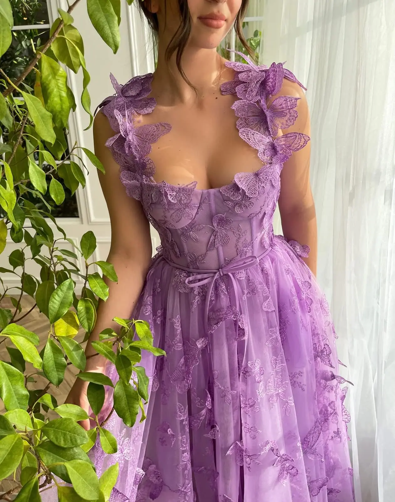 Женское платье для выпускного вечера, кружевное Тюлевое платье с 3D вышивкой бабочки, ТРАПЕЦИЕВИДНОЕ официальное вечернее платье