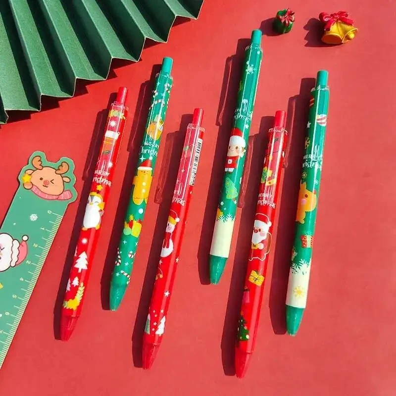 3pcs Cartoon Christmas 0.5mm Gel Pen Cute Student Quick Dry Black Write Ink Pen High Quality Office Signature Pen Christmas Gift