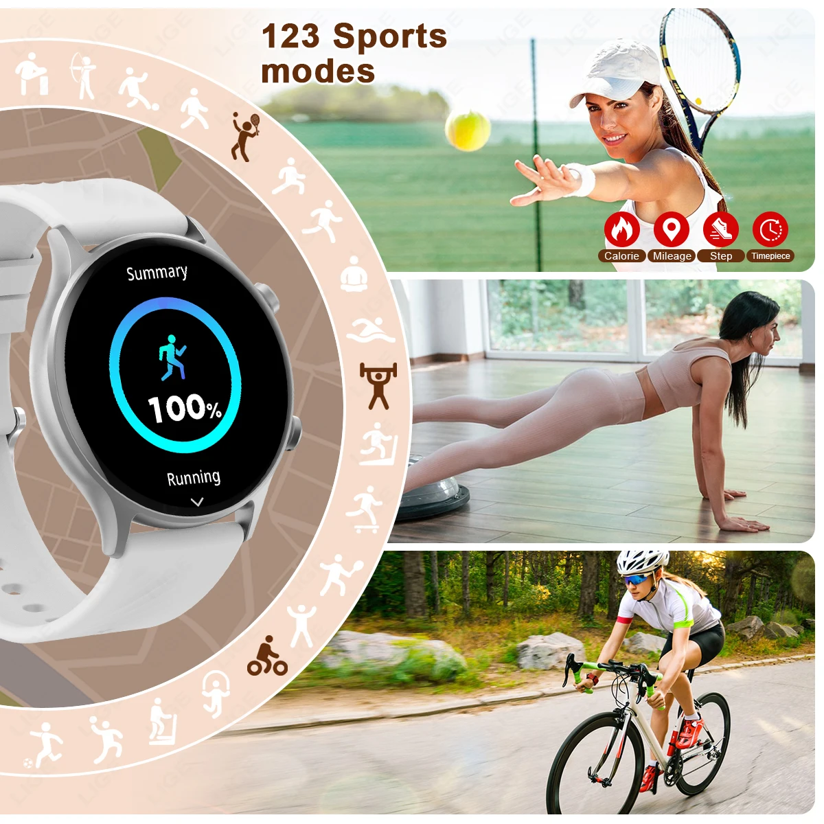 2024 Smart Watch Sports Fitness Tracker Women AI Voice Assistant Calculate Men Waterproof SmartWatch For Android ios Bracelet