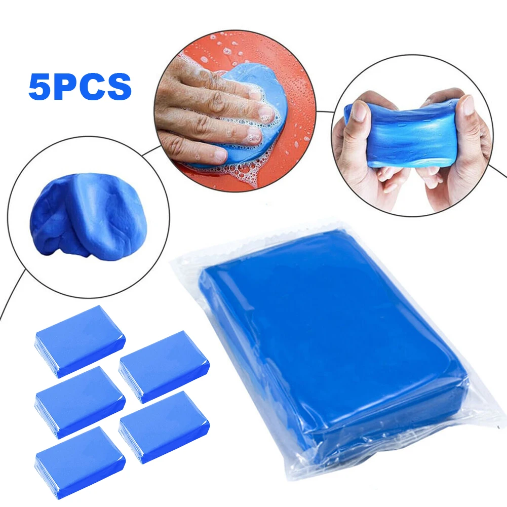 5Pcs Vehicle Detailing Magic Cleaning Mud Blue Auto Detailing Cleaner Car Magic Clay Bar Auto Cleaner Tool
