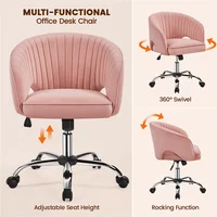 Adjustable Tufted Velvet Office Chair with Barrel Back for Home , Pink    Ergonomic Desk  Me 6