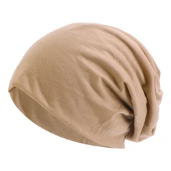 Unisex Autumn Winter Elastic Slouchy Beanie Hat - One Size (Khaki)