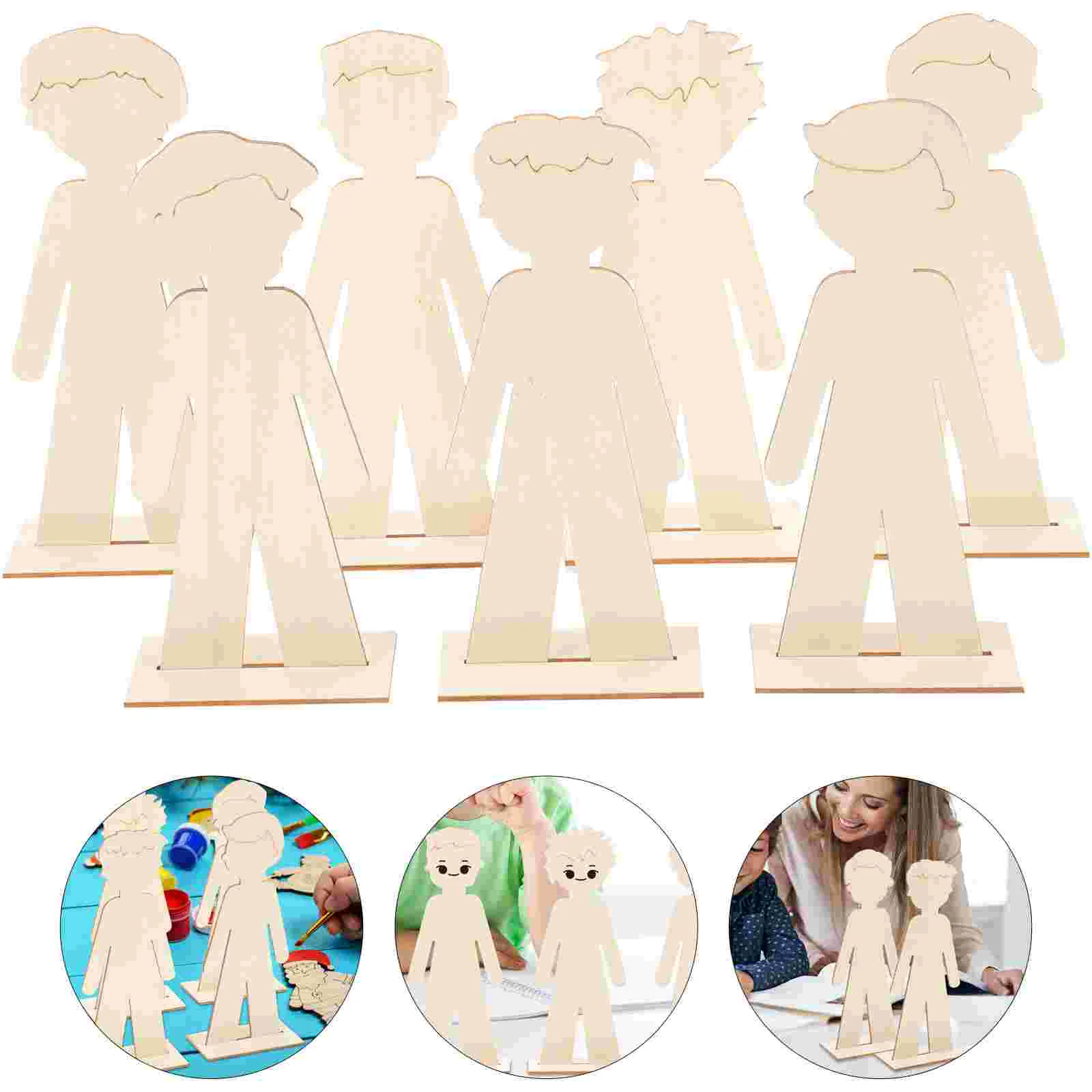 

Wooden People Cutouts Unfinished People Centerpieces Diy Boy Slices Kids Graffiti Painting Chip Unpainted Figurine