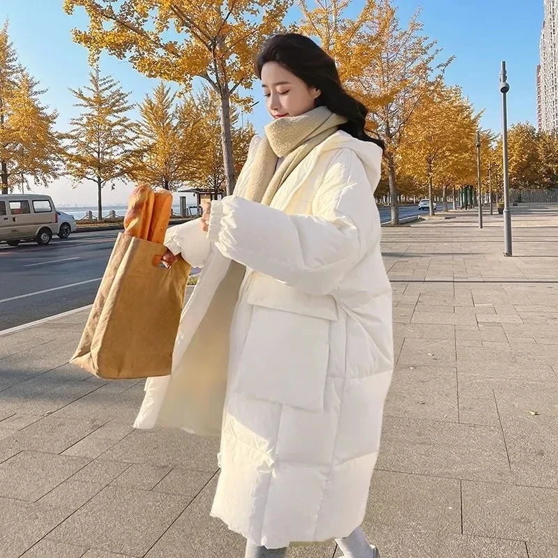 

Loose Hooded Down Cotton Parkas Thicken Oversize 80kg Jackets Korean Long Padding Coats Women Winter Warm Quilted Chaquetas