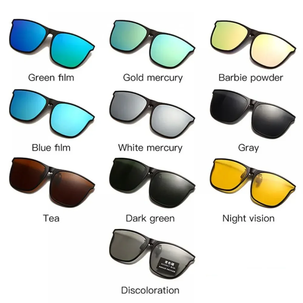 Polarized Clip On Sunglasses Men Photochromic Car Driver Goggles Night Vision Glasses Anti Glare Vintage Square Glasses Oculos