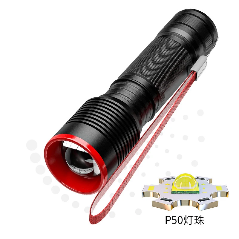 

Flashlight Xhp50 Aluminum Alloy Power Torch Retractable Household Emergency Flashlight