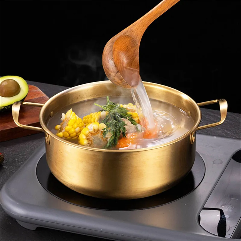 Pot De Nouilles Ramen Coréen Casserole Peu Profonde Double Poignée Marmite  Coréenne En Acier Inoxydable Marmite De Nouilles [M7724] - Cdiscount Maison