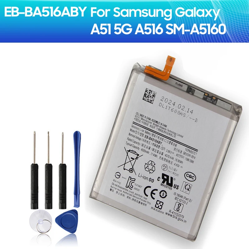 

Новая аккумуляторная батарея для SAMSUNG Galaxy A51 EB-BA516ABY A516 5G, сменная батарея 4500mAh 4,45 V