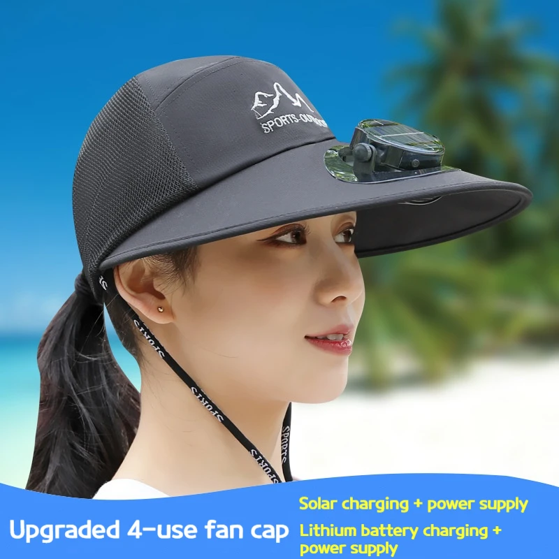 Fishing Fan Hat Solar Charging Hat with Fan Summer Outdoor Sun Shading Hat for Work Men Women