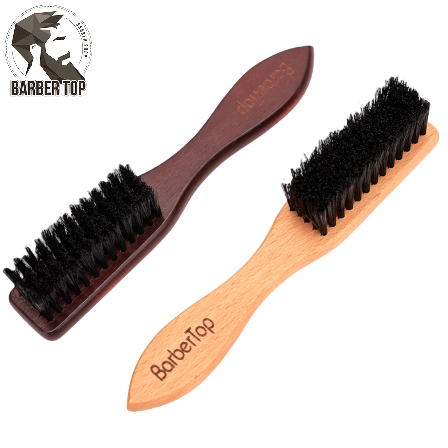 BARBERTOP professionnel doux brosse de nettoyage de cheveux hommes manche boisé brosse à barbe coiffure cou Duster cheveux cassés enlever peigne