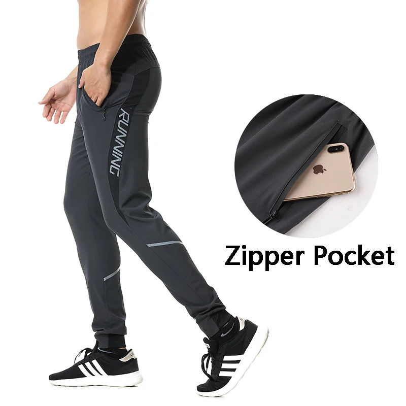 thumbnail image 1 of Pantalones para correr para hombre, pantalones deportivos reflectantes con cremallera para fútbol, pantalones deportivos de entrenamiento, pantalones deportivos para correr, pantalones de gimnasio, 1 of 5
