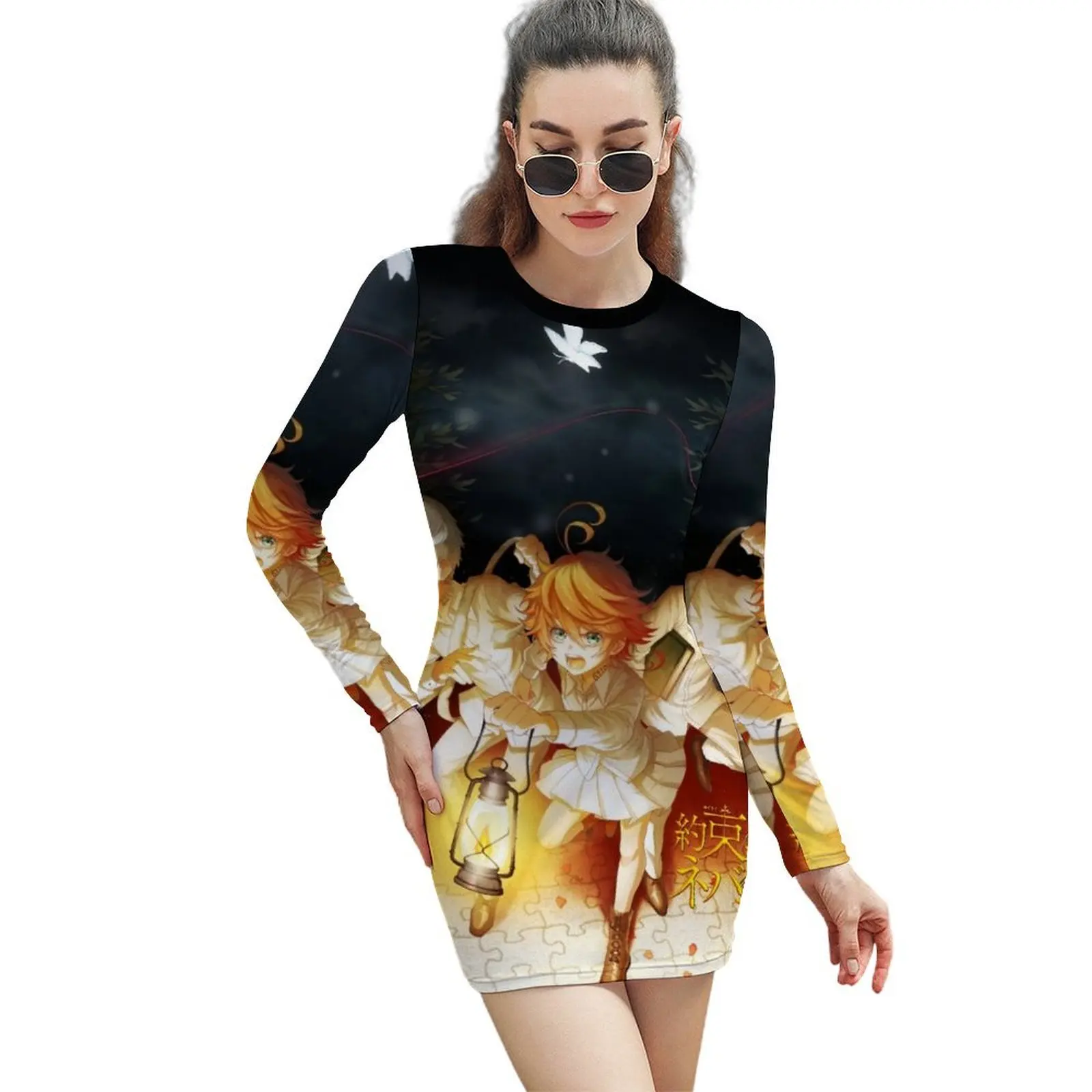 

The Promised Neverland [Yakusoku no Nebārando] платье-футляр с длинным рукавом женское летнее длинное платье вечернее платье