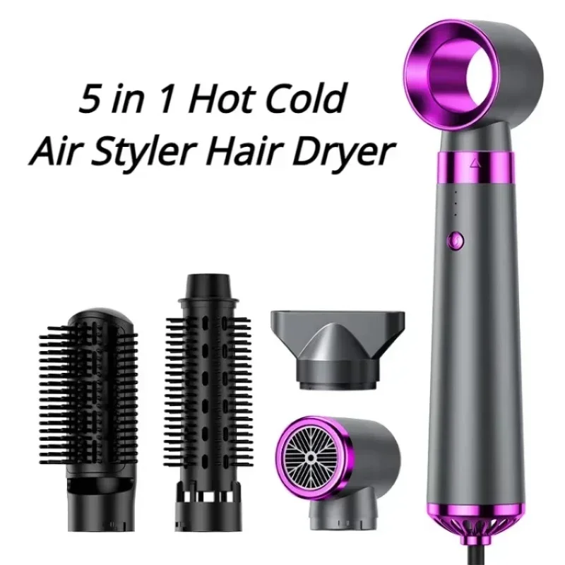 Electric Hair dryer 5 in 1 Multifunctional Hair Straightener Negative Ion Care Curler Blow Dryer Styling Set Strong Wind