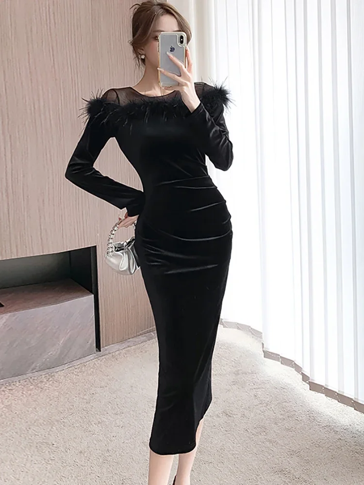 【CHICLINE】Salma Velvet Dress☆韓国で大人気☆ Salma – Catherine Walker