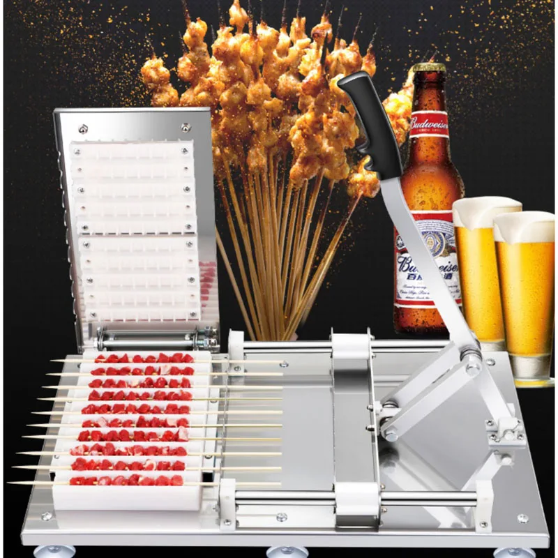 Manual Satay Skewer Machine BBQ Stainless Steel Mutton Kebab Lamb Skewer Tools Doner Kebab Meat Wear String Machine 2