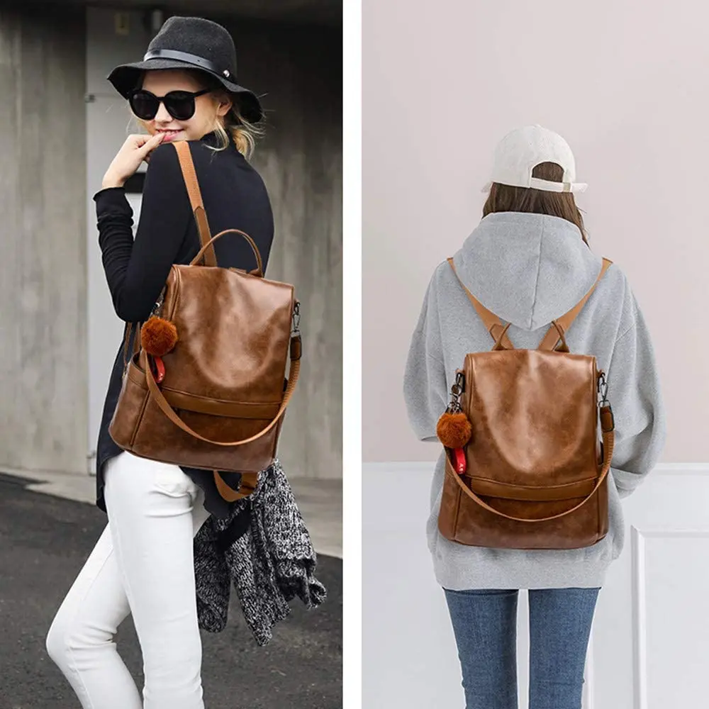 Women Backpack Purse PU Leather Anti-theft Casual Shoulder Bag Fashion Ladies Satchel Bags
