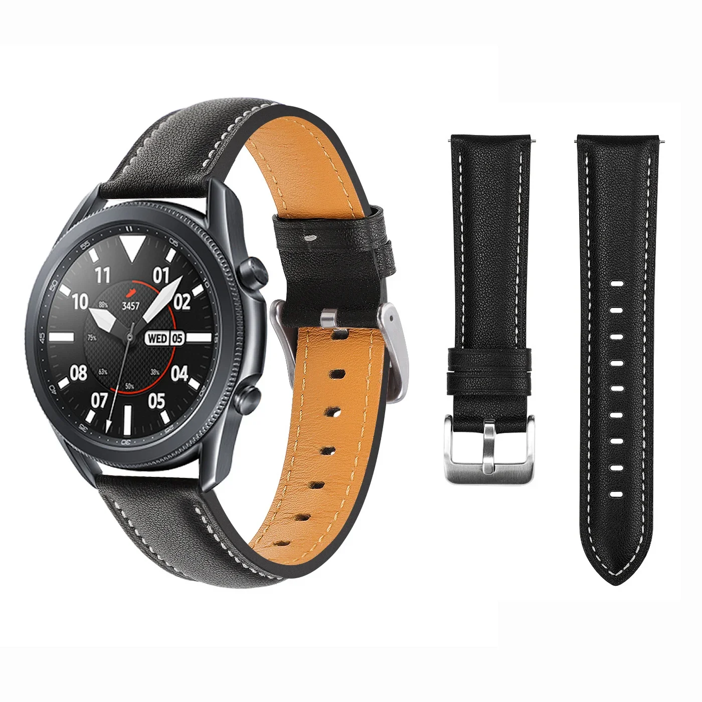 

Кожаный ремешок для Samsung Galaxy Watch 3 45 мм 41 мм, официальный кожаный браслет для Galaxy Watch 45 мм 41 мм, Классическая пряжка