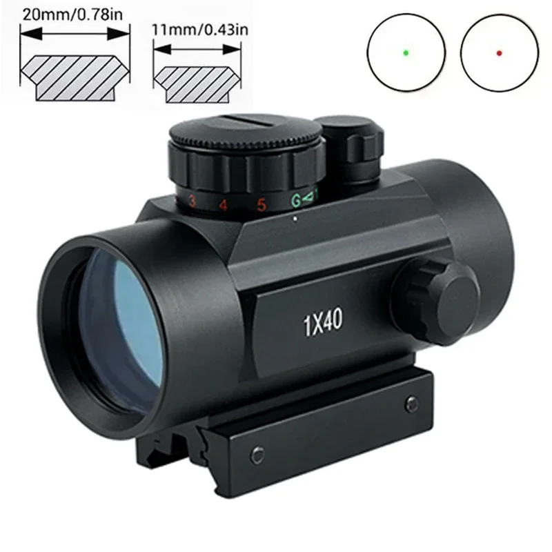 

Red Dot Sight 1X40 Tactical Compact Riflescope Reflex Optics Sight 11mm/20mm Rail Rifle Scopes Picatinny for Hunting Accessory