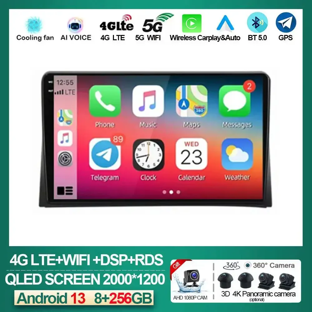 

9 Inch Android 13 For Volkswagen Multivan T5 2003 - 2015 Multimedia Player Auto Radio GPS Carplay 4G WiFi DSP BT NO DVD