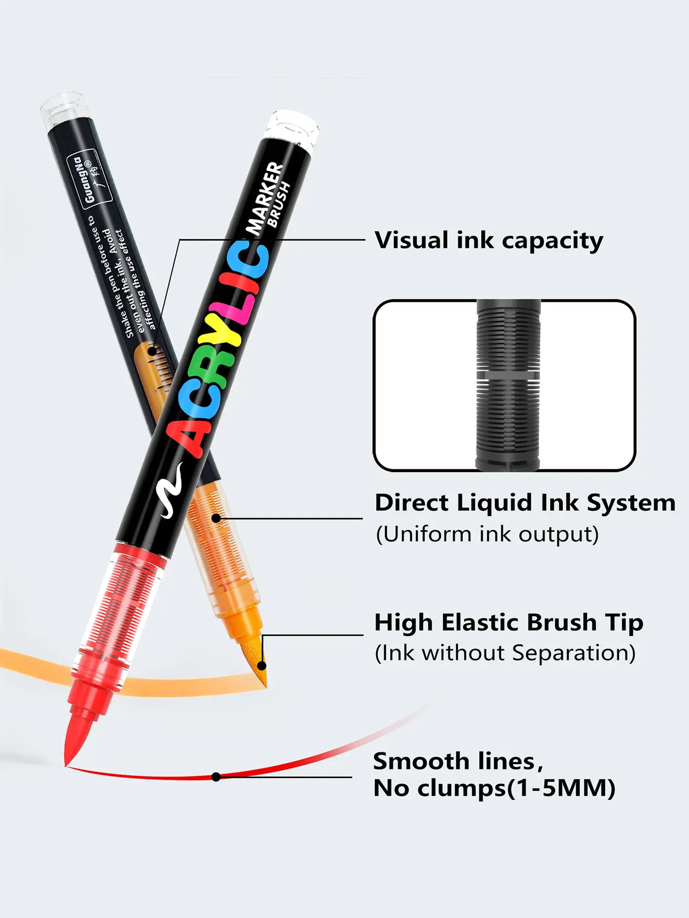 Guangna 288 Colors Acrylic Marker Pen Set,Direct Liquid Marker