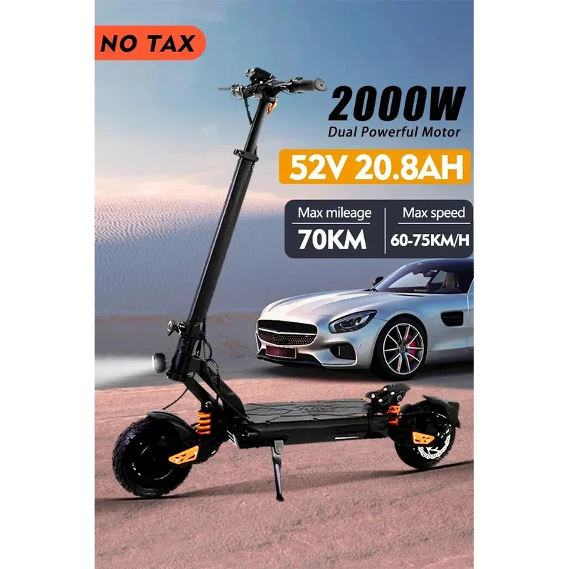 G2 Master Electric Scooter-2000W Dual Motor, 52V 20.8AH Battery, Hydraulic Shock Absorption, 70KM/H Speed, Adult E-Scooter