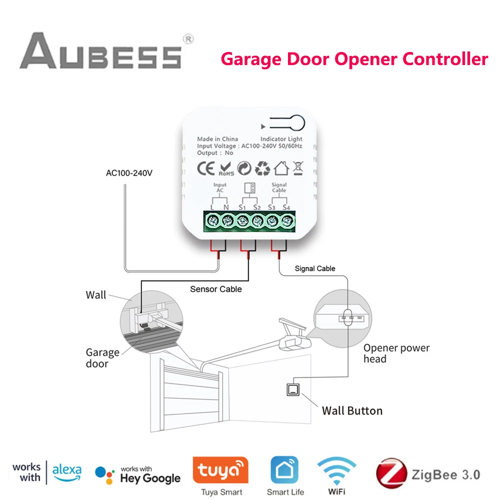 Zigbee Wifi Switch Tuya Smart Garage Apriporta Controller Funziona Con Alexa Echo Google Home Smartlife/Tuya App Telecomando