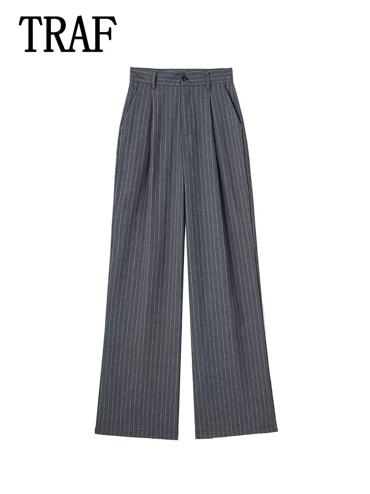 TRAF Woman Three Color Elegant Pleated Pants 2024 New Women Pants Womens Elegant Commuter Casual Women's Pants
