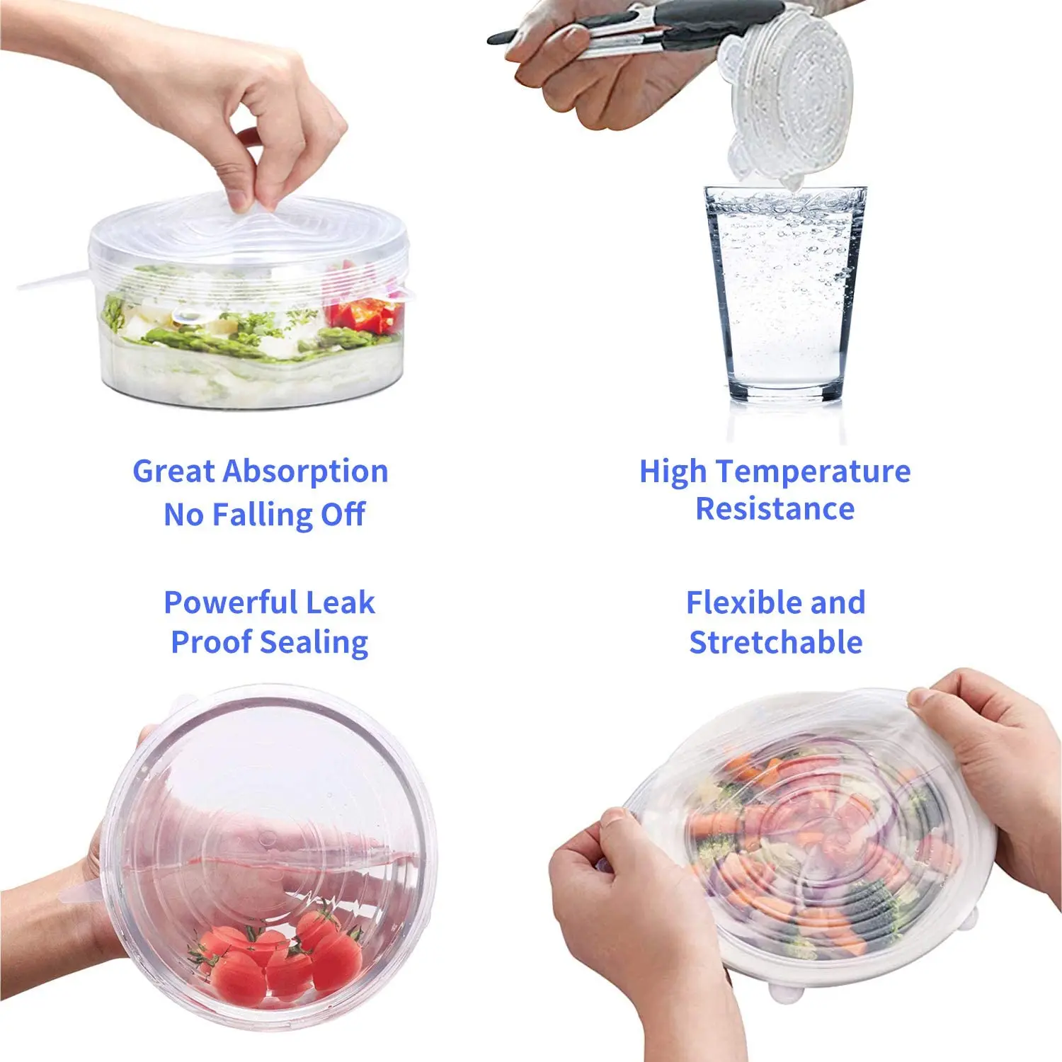 Description Picture 4 of itemSilicone Stretch Lids Bowl Covers Fresh-keeping Lids Apply to Food Container, for Freezer & Microwave