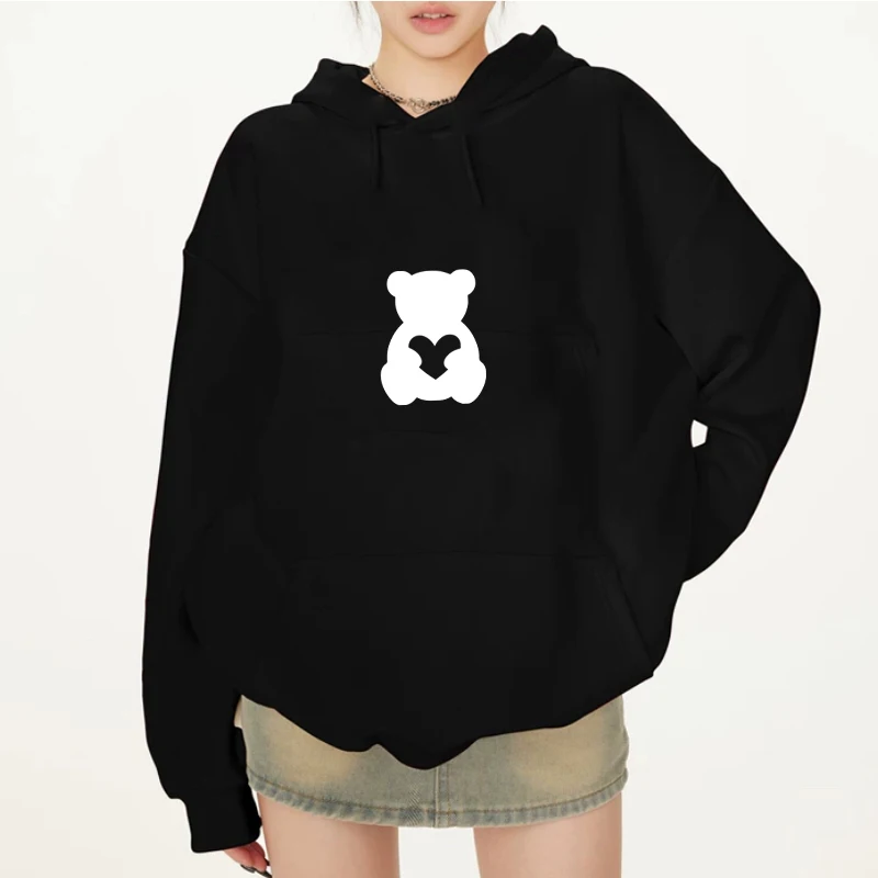 

Hot Girls Sweet Bear Fashion Vintage Heart Sweet Hoodie Funny Graphic Heart Casual Pullover Girls Women Sweatshirt Hooded Shirt