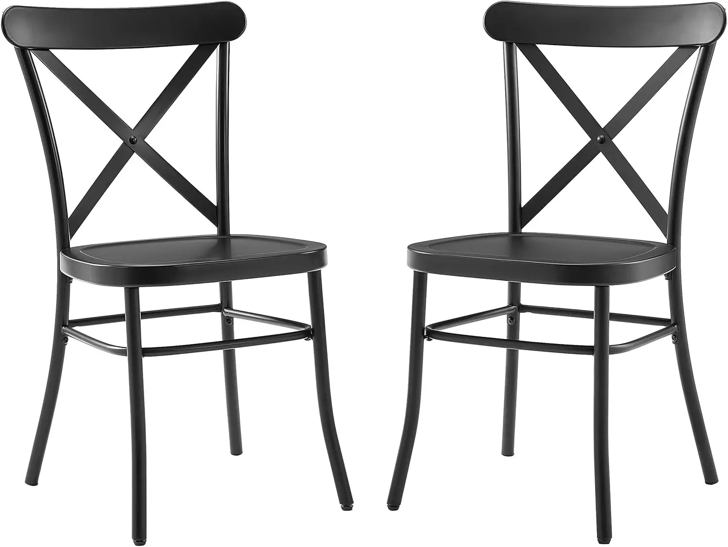 Furniture Camille Metal X Back Caf&eacute; Dining Chairs Set of 2, Matte Black