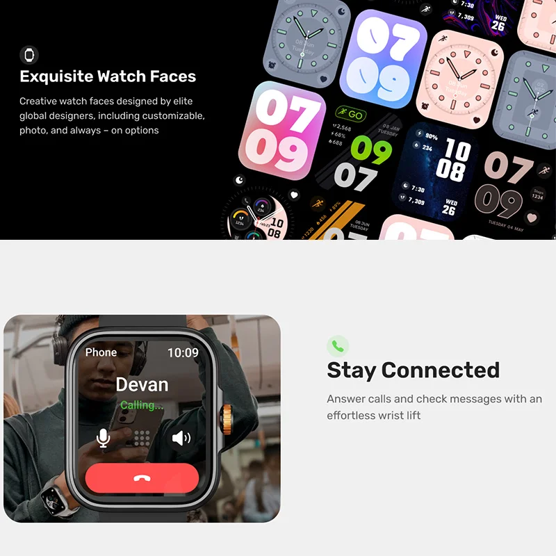 AMOLED HD ÷ Ʈ ġ 2024 GPS  ȭ, 24 ð ǰ ,  ͸  Ʈġ, 1.78 ġ