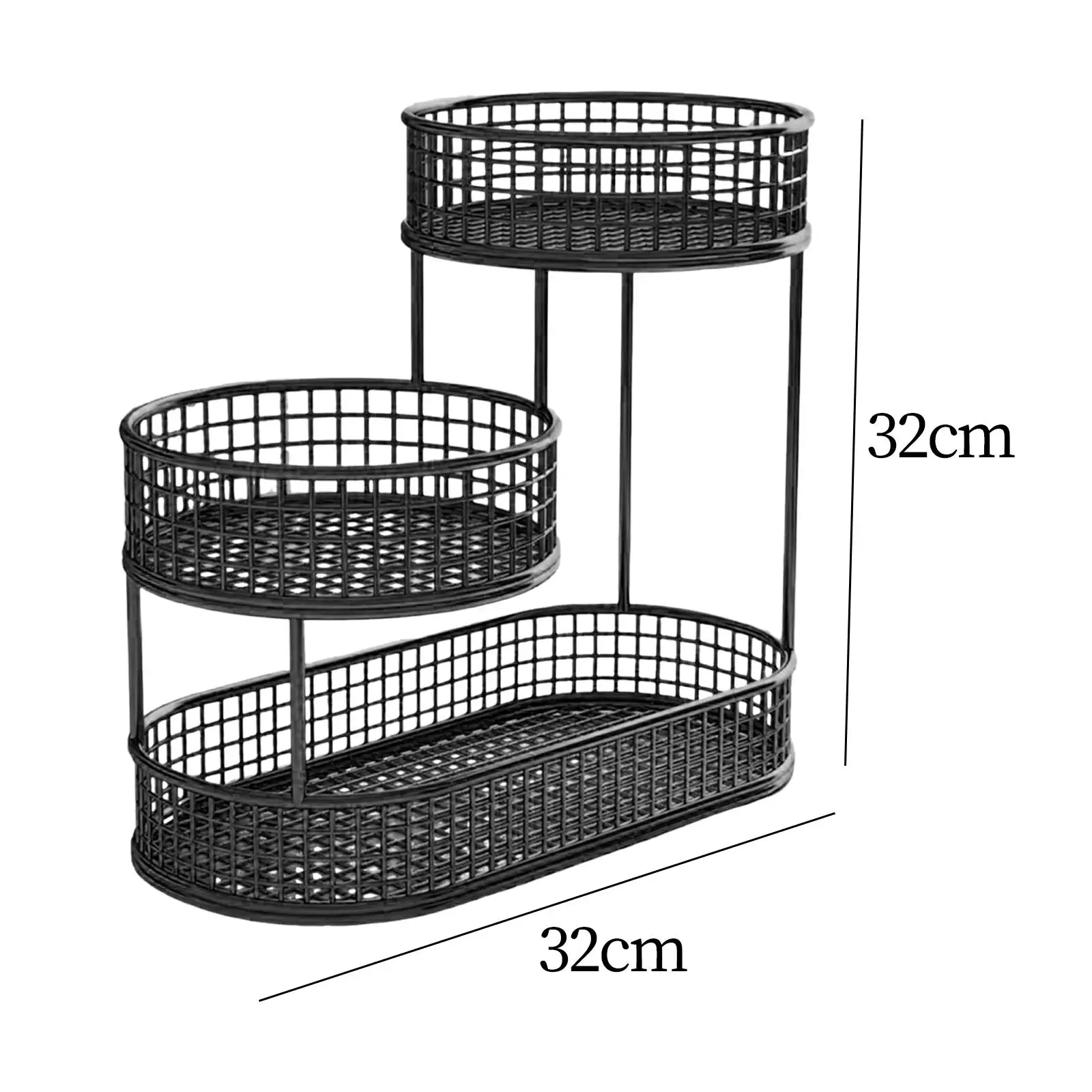 Countertop Fruit Basket Metal Wire Storage Basket, Counter Serving Tray Space Saver Serving Stand Vegetables Storage Rack