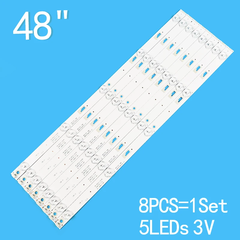 New 8PCS/lot 466mm 5LEDs 3V For 48